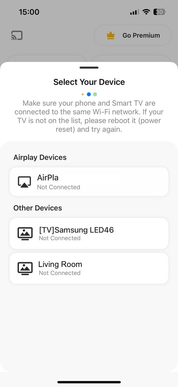 Select your device from the list on Screen Mirroring | Smart TV