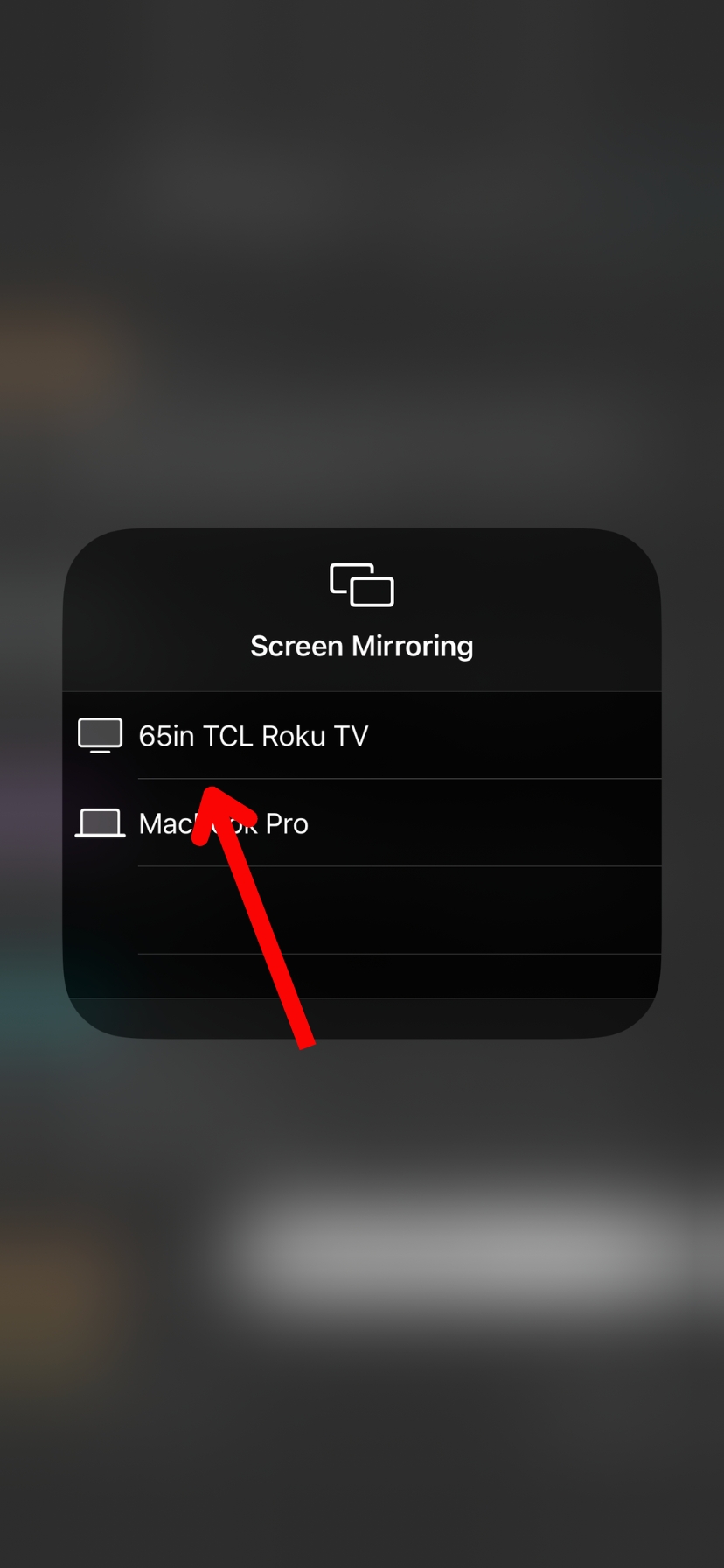 AirPlay device on an iPhone