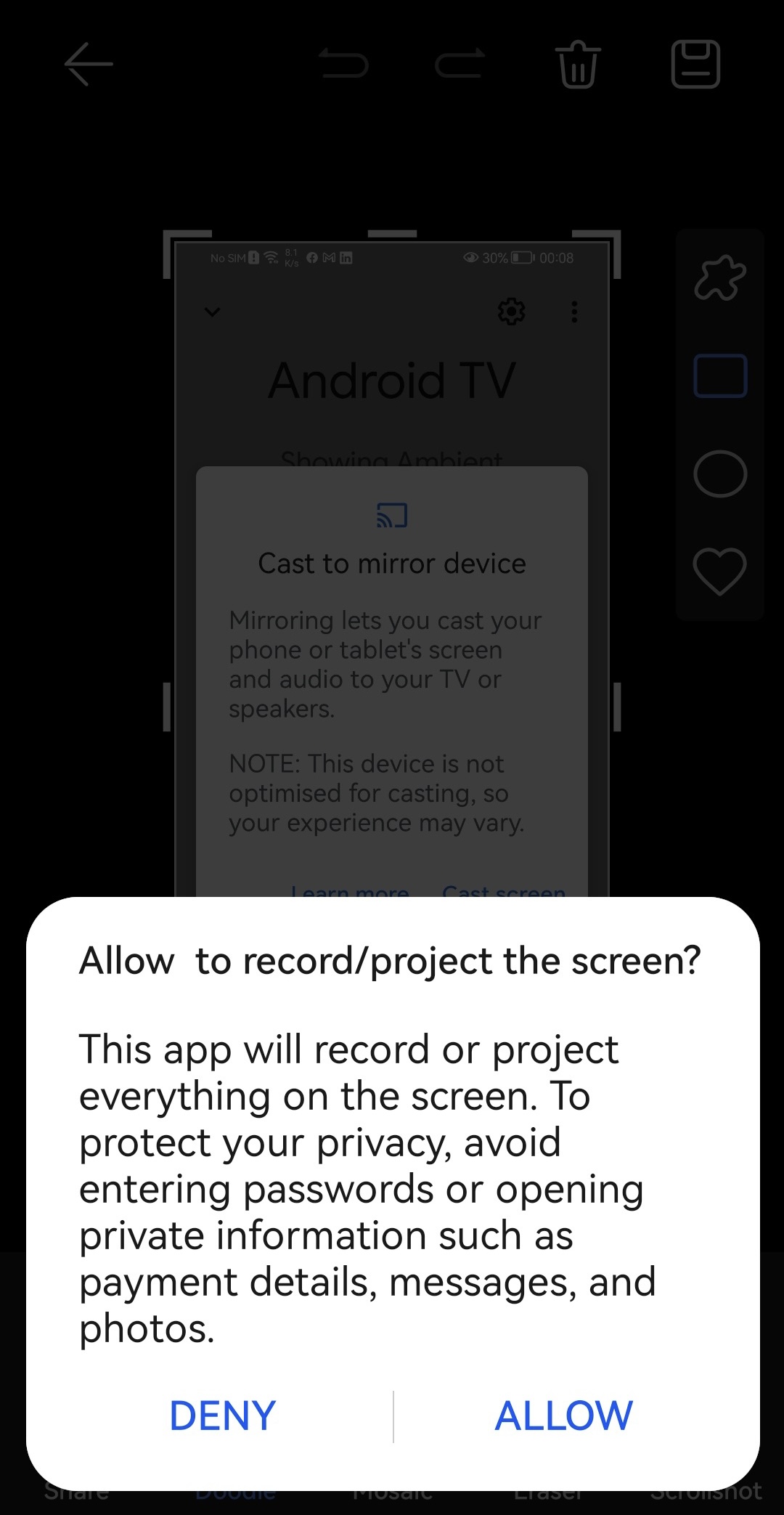 Allowing your phone to screen mirror to Chromecast