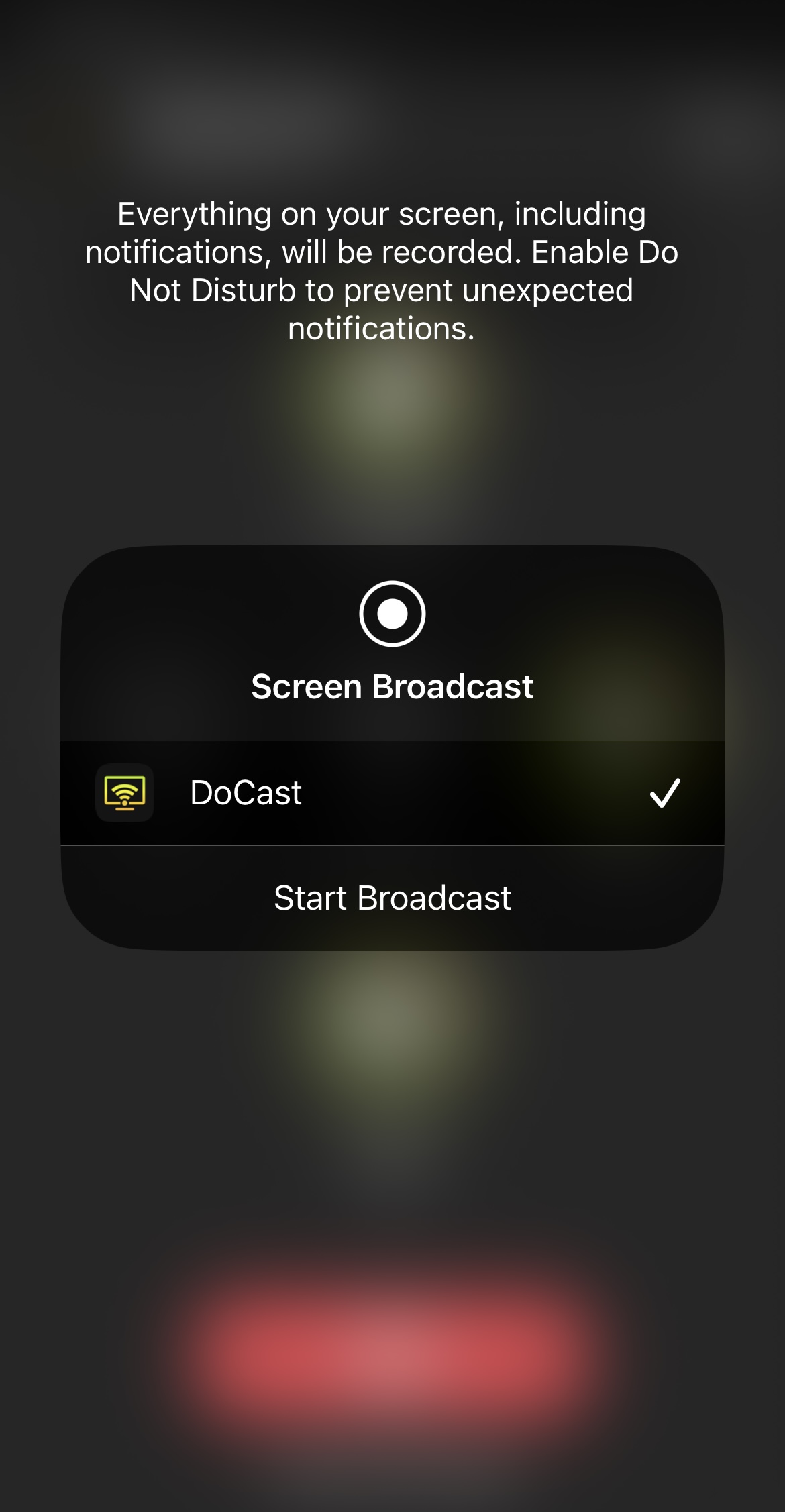 Broadcasting iPhone to Chromecast TV via DoCast