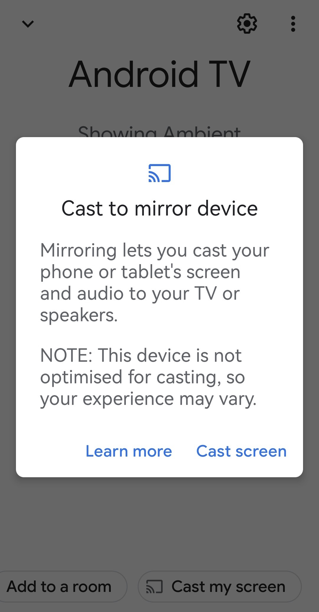 Screen mirroring to Chromecast via Google Home