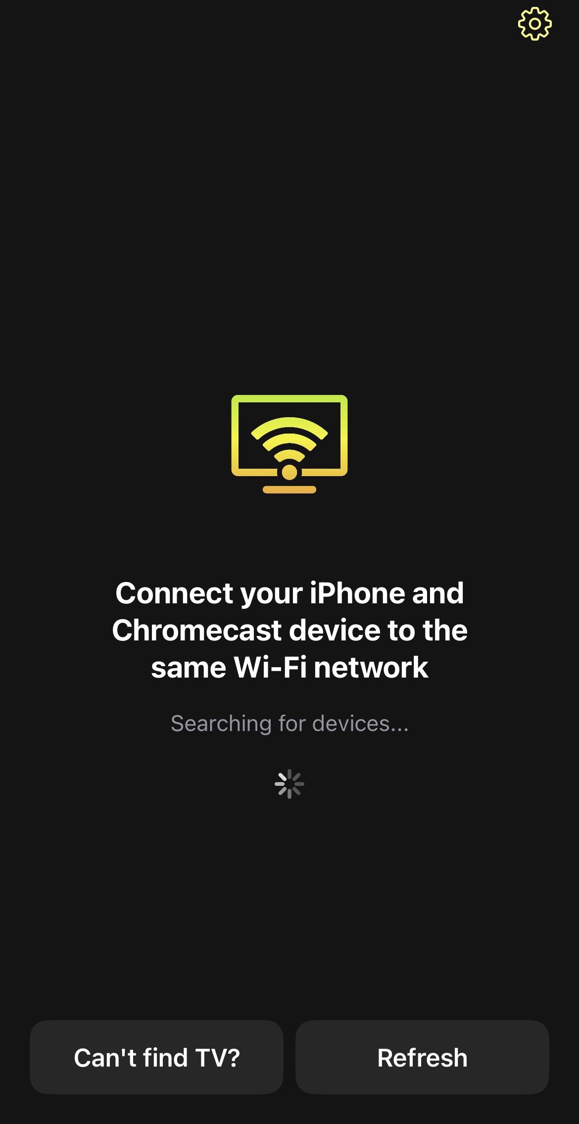DoCast app searching for nearby Chromecast devices