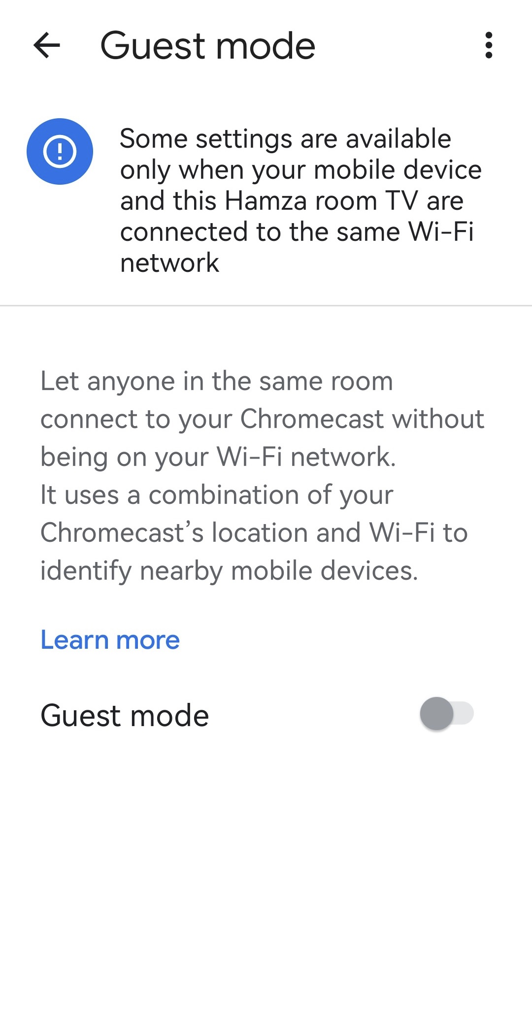 Turning on Guest Mode for Chromecast