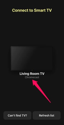 Select your Chromecast in the DoCast app