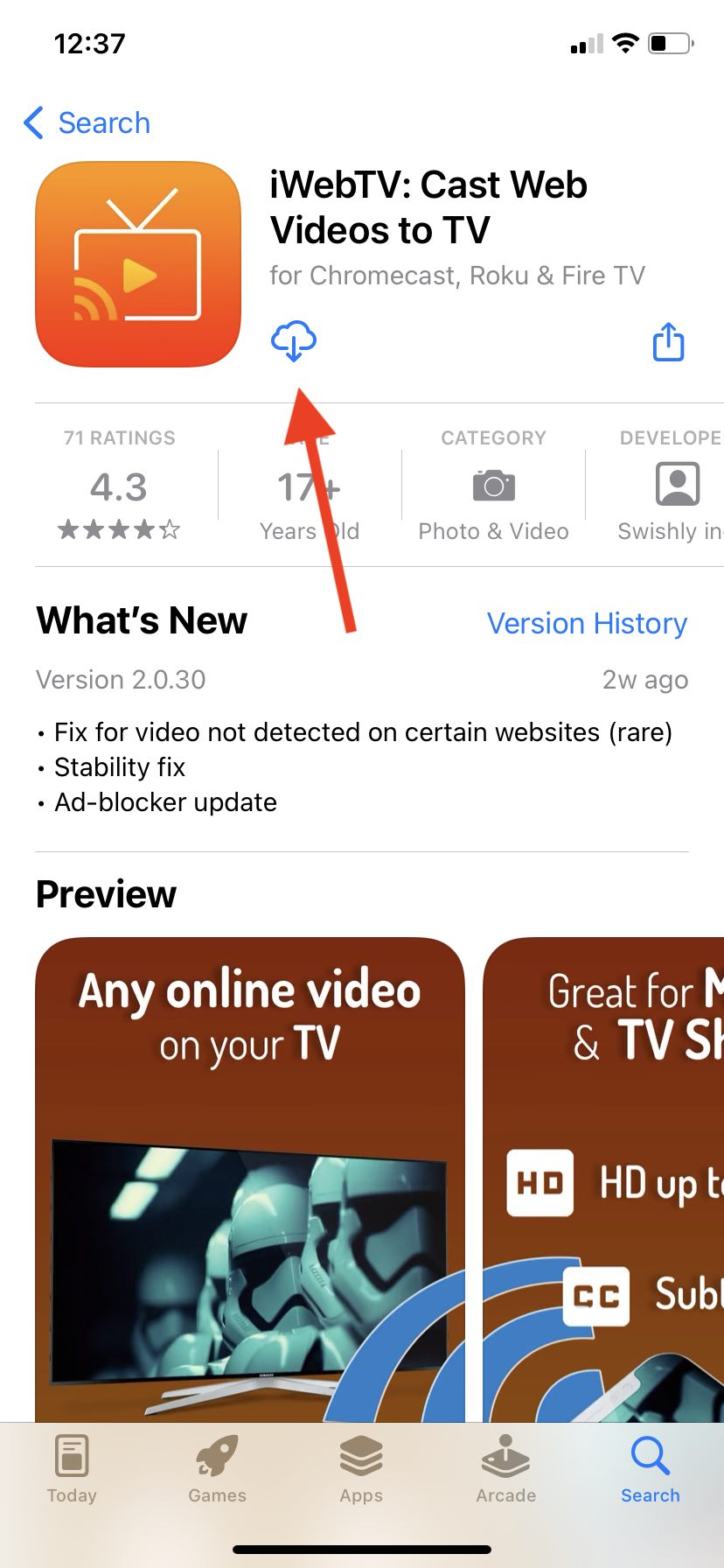iWebTV in the App Store screenshot