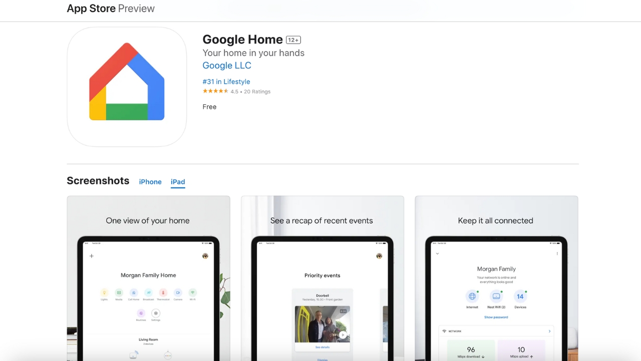 Google Home in the App Store