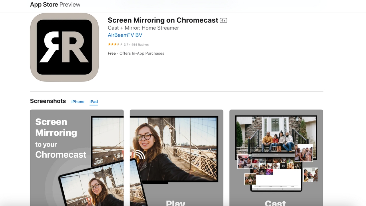 Screen Mirroring on Chromecast in the App Store