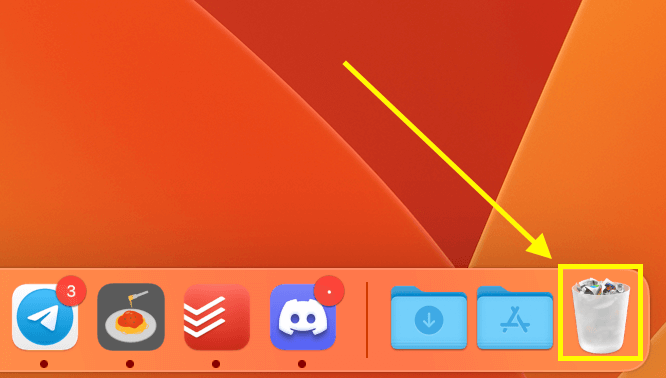 Trash icon in dock