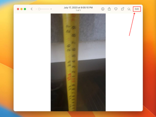 Edit button in Selected photo in Photos