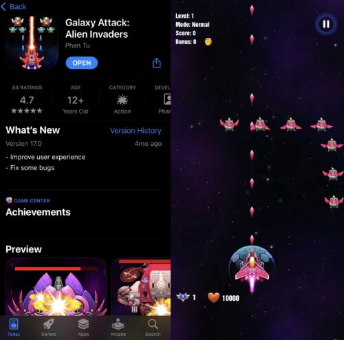 Galaxy Attack: Alien Invaders on the iPhone