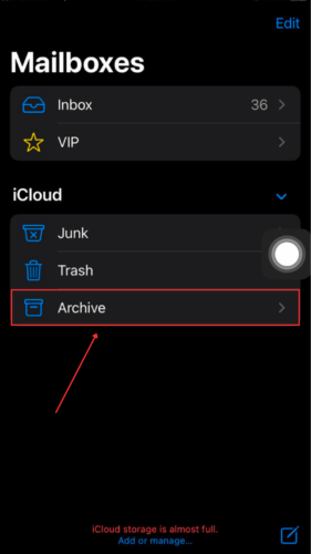 Archive option in Mailboxes