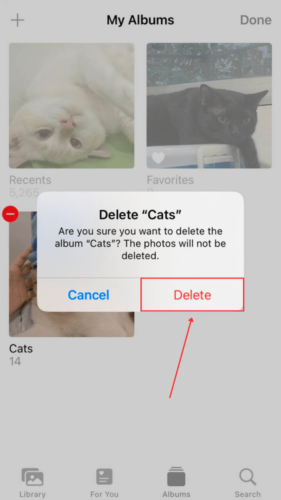 Delete dialogue in Photos Albums