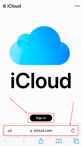 Login option in iCloud website