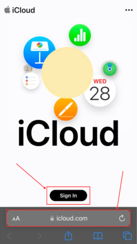 Sign in option in iCloud website