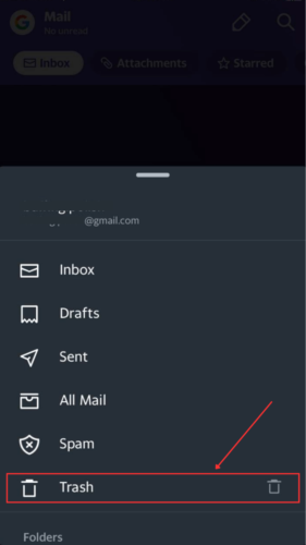 Trash option in Yahoo mail Inbox