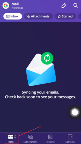 Inbox in Yahoo mail menu