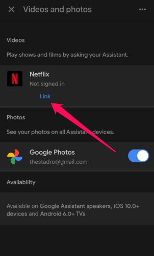 Tap Link in the Google Home app