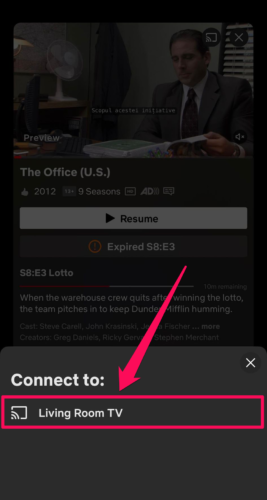 Select your Chromecast in the Cast-enabled app