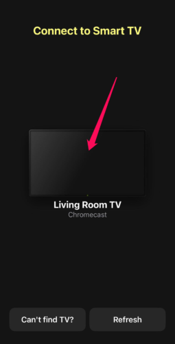 Select your Chromecast on DoCast