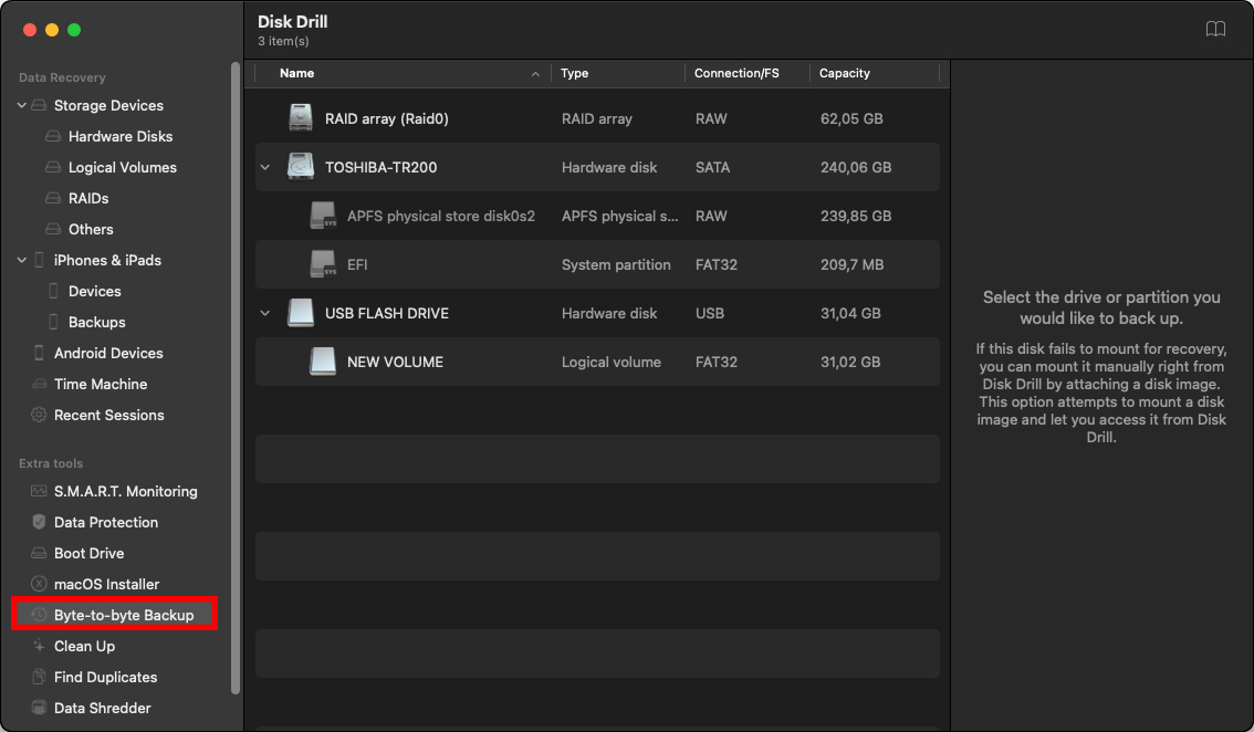 byte-to-byte backup