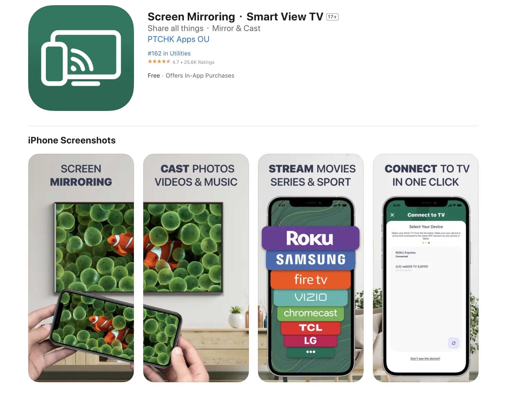 The Screen Mirroring・Smart View TV app in the App Store