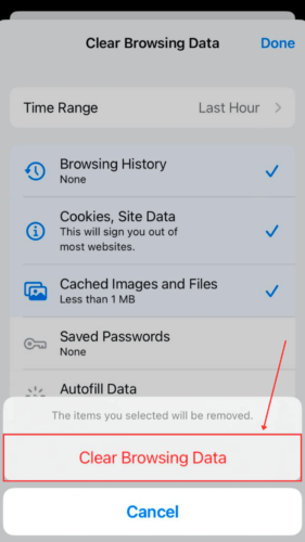 Clear Browsing Data Confirmation Prompt 