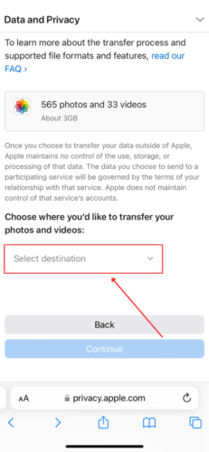 Copy of Data Destination Selection