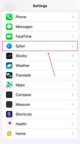 Select Safar in settings