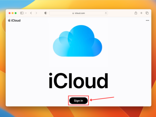 Sign in option in iCloud website