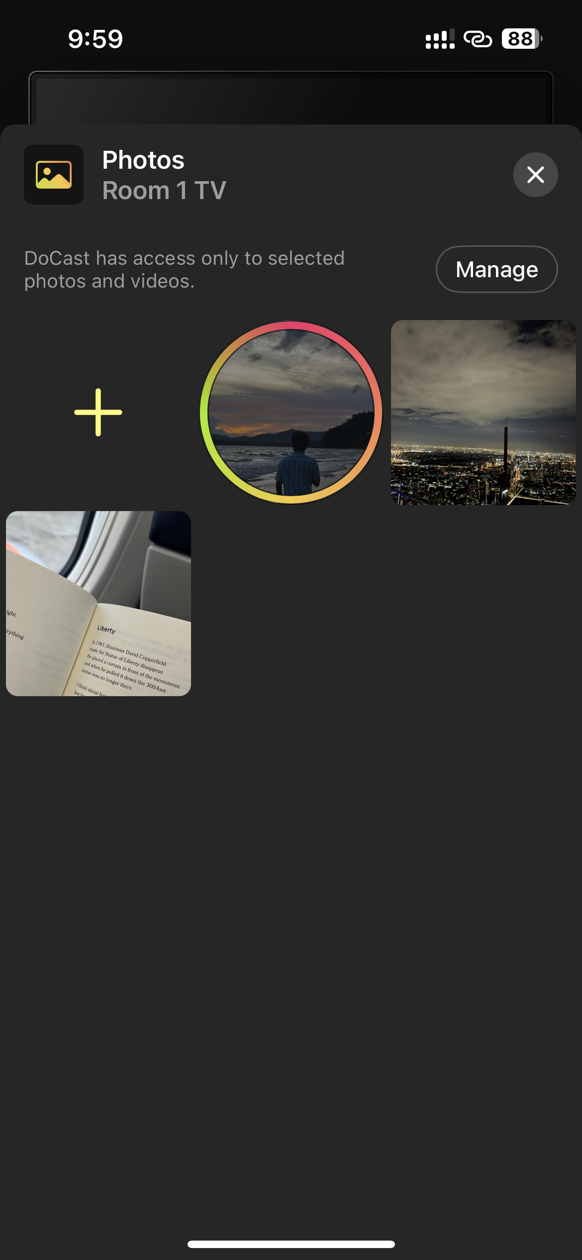 Select a photo on your iPhone through DoCast