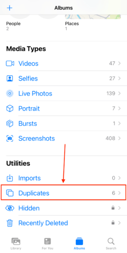 Duplicates Album in Photos