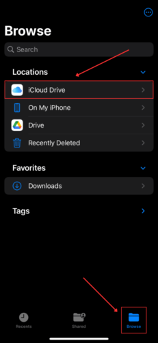 iCloud Drive Location in Files App