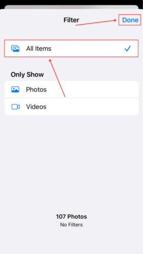 All Items in Filter Option in Duplicates
