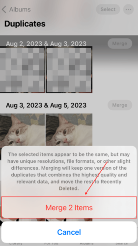 Merge confirmation option in Selected Images