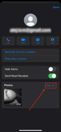 See All option in Contact Settings Media