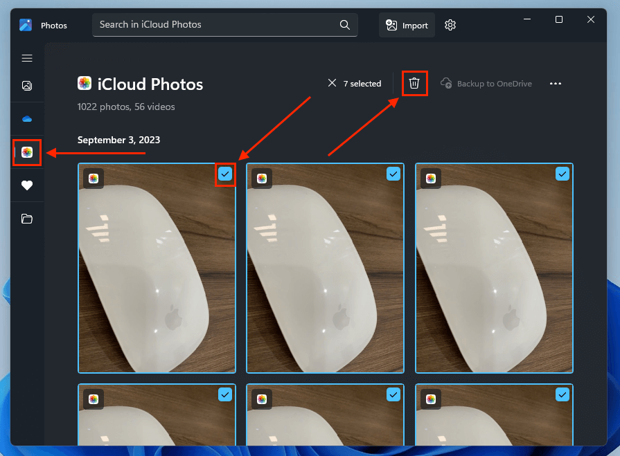 Photo deletion in Microsoft Photos