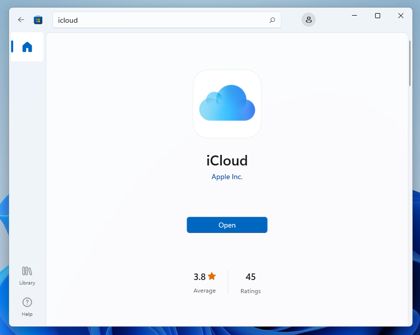 iCloud app in the Microsoft Store