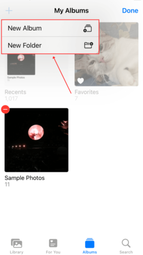 Add New Album in Photos App