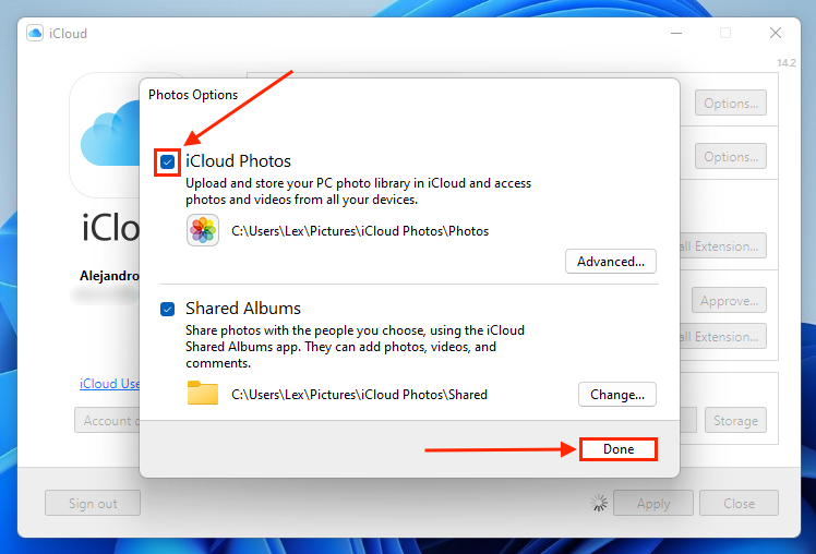 Enable iCloud Photos in for iCloud Windows