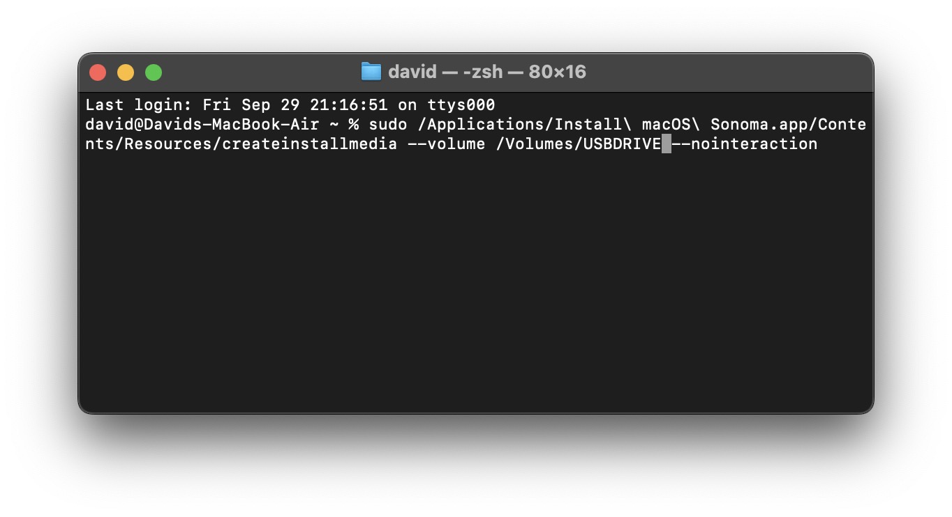 terminal usb drive creation command