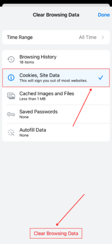Clear Cookies in Google Chrome on iPhone
