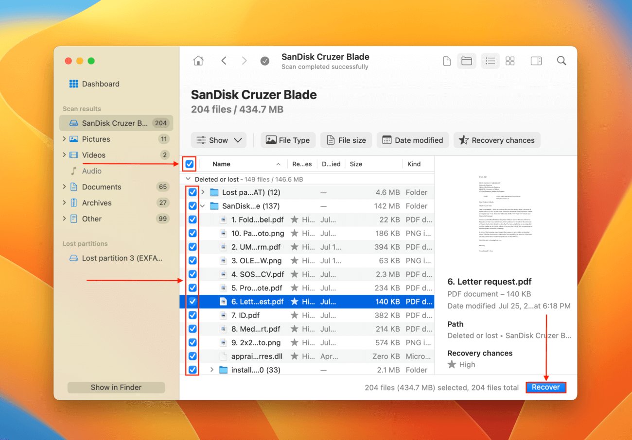 Disk Drill file selection for recovery