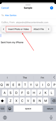 Insert Photos and Video in Mail App