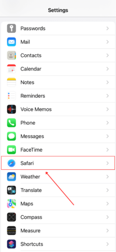 Safari settings for iPhone