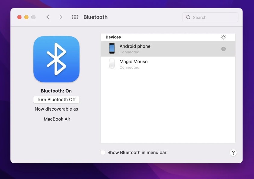 Connect Samsung to Mac via Bluetooth