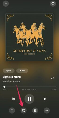 Tap on the Cast button in Amazon Music