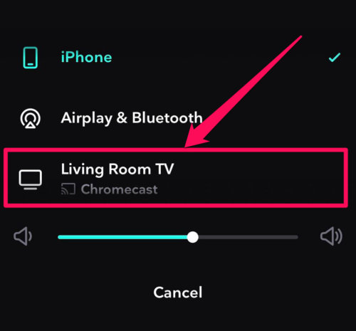 Select your Chromecast device from the list in TIDAL