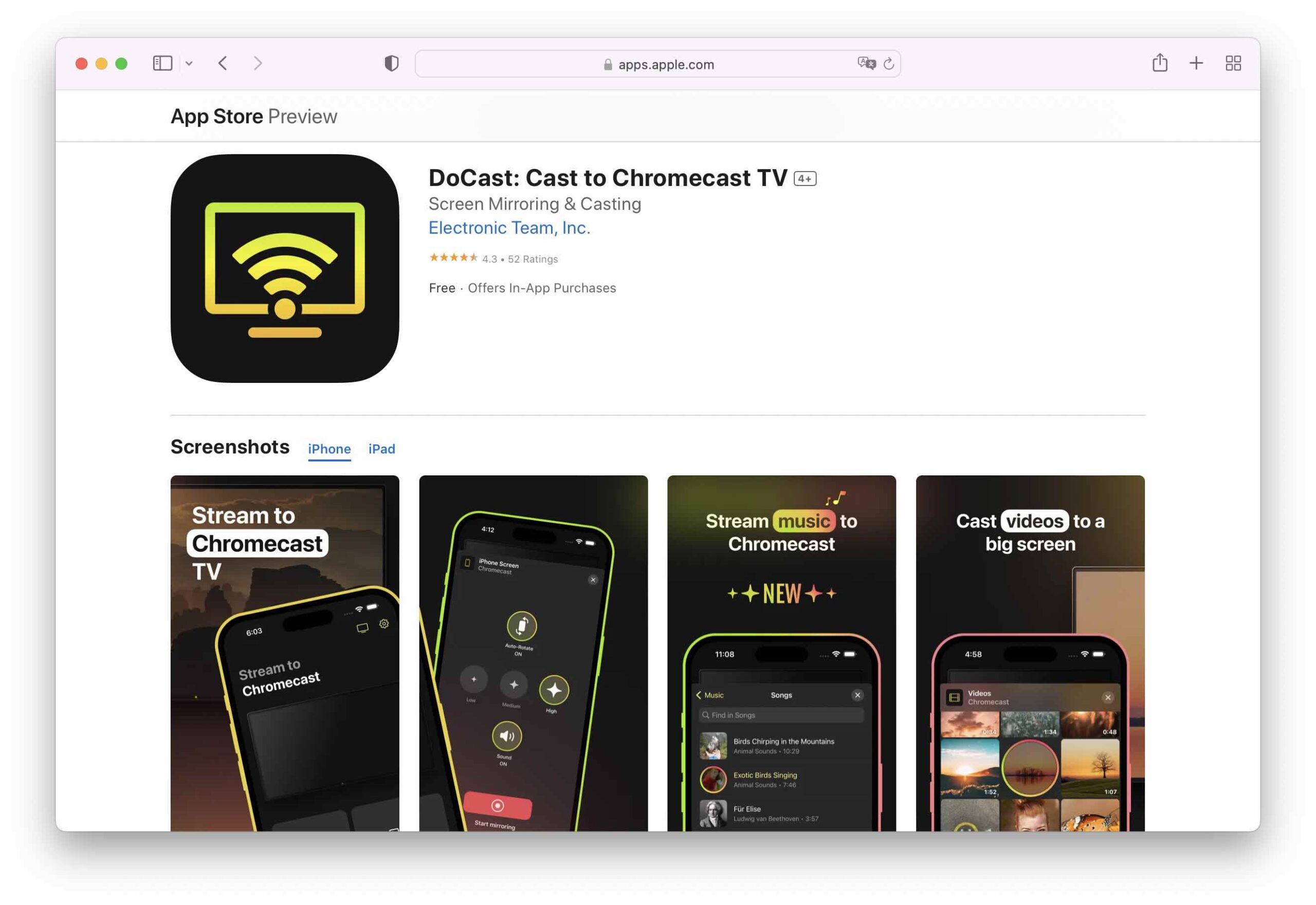 The DoCast app Mac App Store screenshot