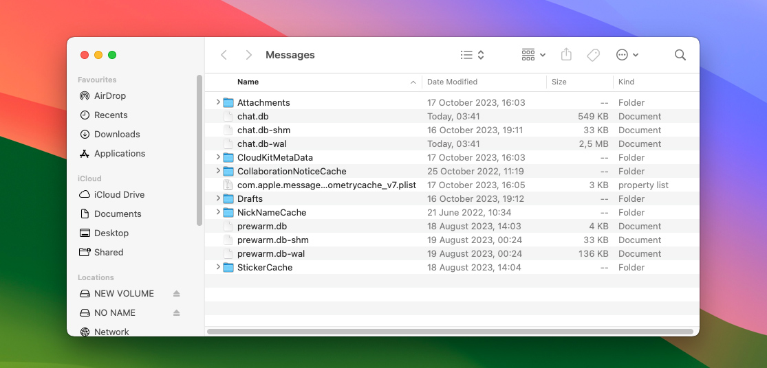 messages folder in finder