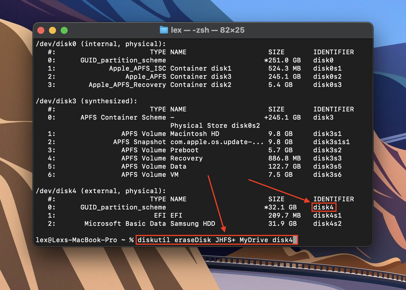 initialize disk in terminal